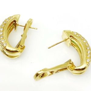 Emerald and Diamond Half Hoop Earrings in 18k Yellow Gold – HM2214